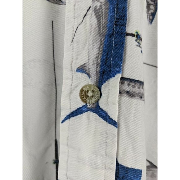 Columbia White Fishing Ocean Fish Button Down Shirt Size Medium - Picture 5 of 11